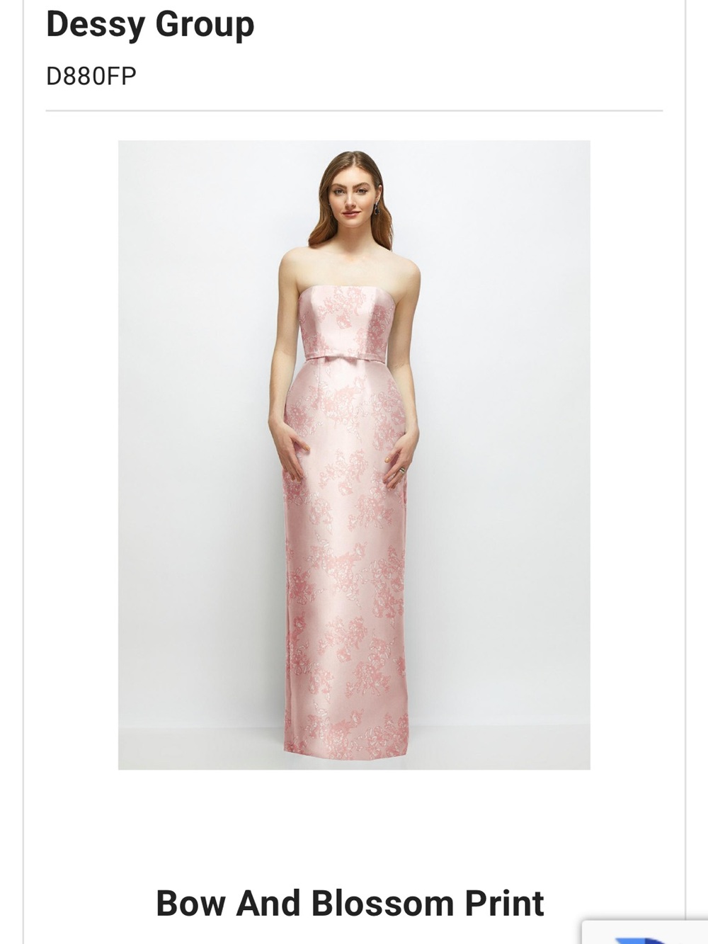 Strapless Pink Bow & Blossom Evening Gown